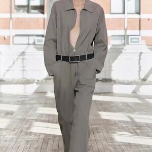 Zara Olive Green Jumpsuit with Black Belt NWT